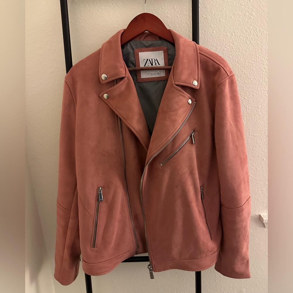 Pink Suede Zara Biker Jacket - L (lightly used)